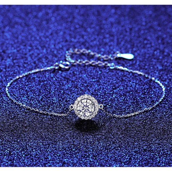 Certified 1ct. t.w. Moissanite Diamond Halo Bracelet NEW - Picture 1 of 9